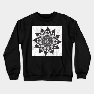 Mandala Lotus on Marble Graphic Art Design Black and White Home Decor & Gifts Crewneck Sweatshirt